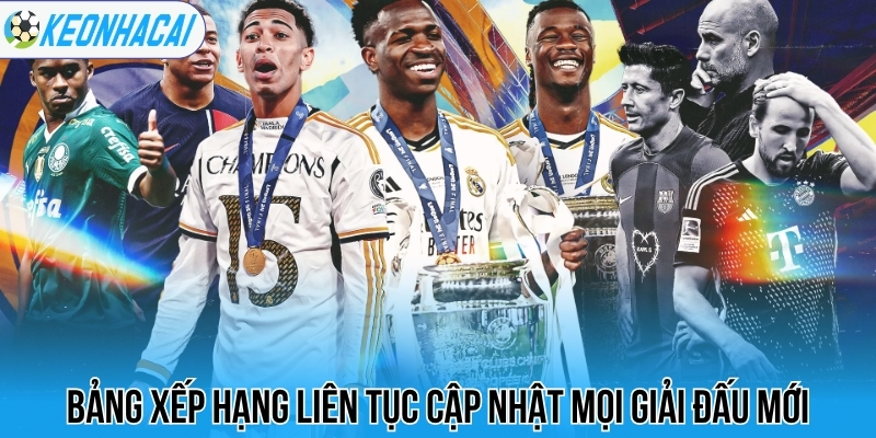 Bảng xếp hạng liên tục cập nhật mọi giải đấu mới